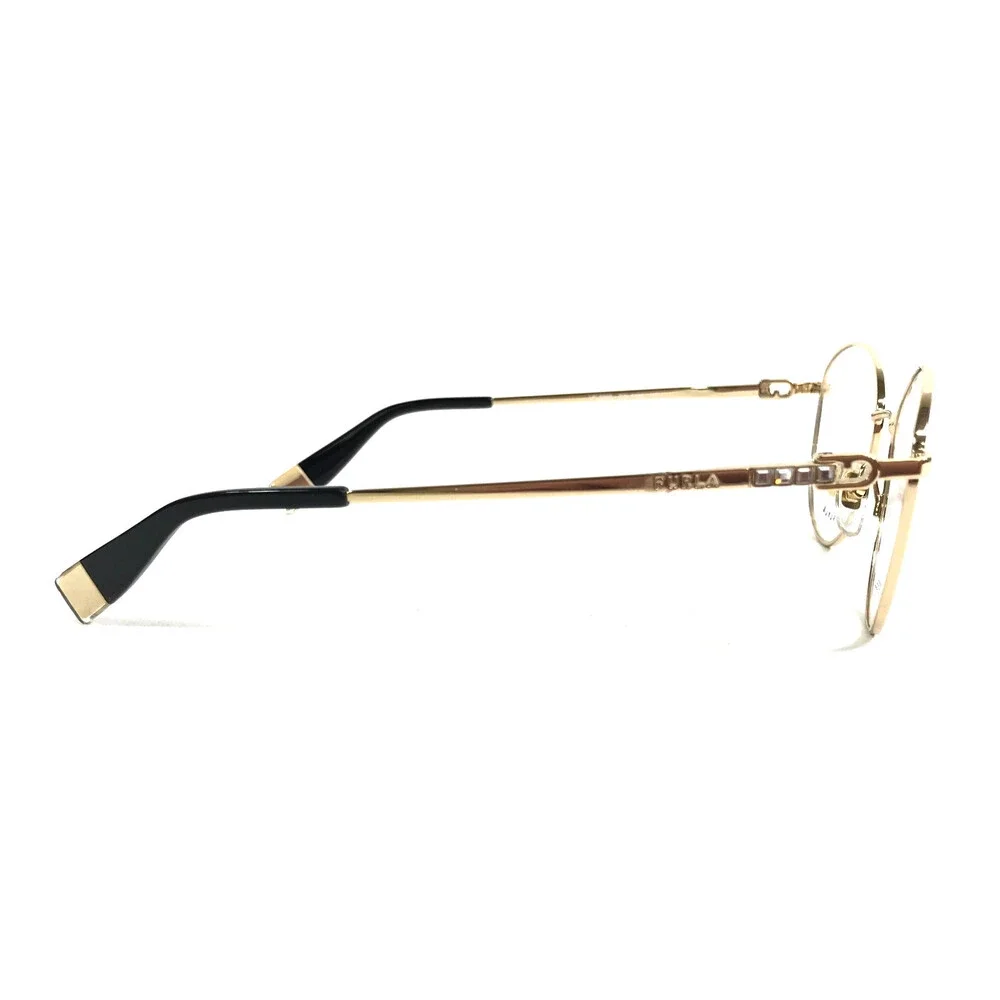Furla Eyeglasses Frames VFU589S COL.0300 Shiny Gold Crystals Wire Rim 50-19-135